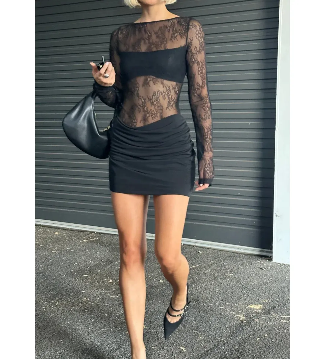 Benni Yana Lace Mini Dress Black Size AU 8 for rent on The Volte - main image