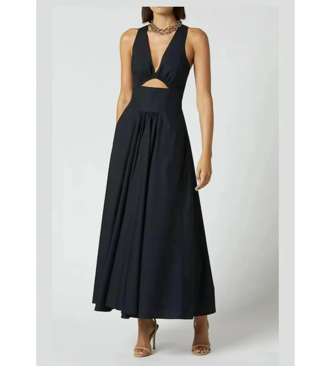 Scanlan Theodore Cotton Cross Back Dress Black Size AU 8 for rent on The Volte - main image