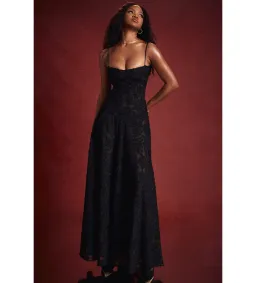 House Of CB Seren Floral Lace Back Maxi Dress Black Size AU 10 for rent on The Volte - image 1