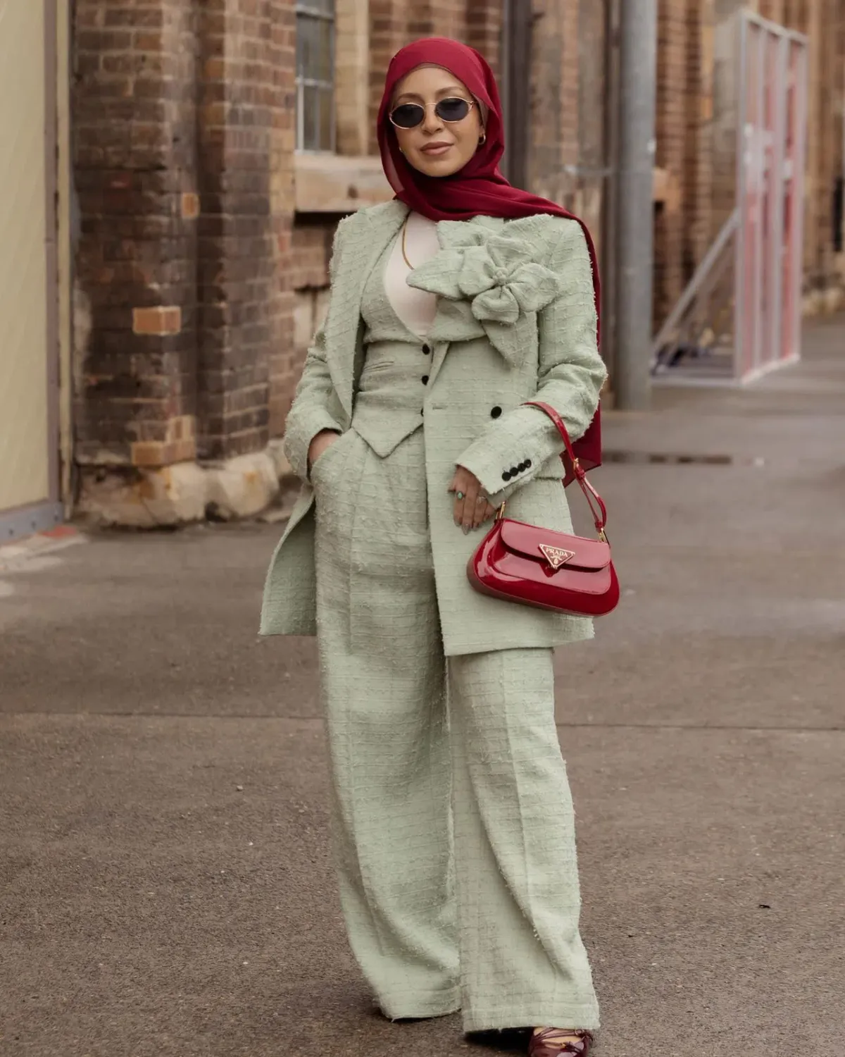 Prada Patent Leather Shoulder Bag Cherry Red - Image 3