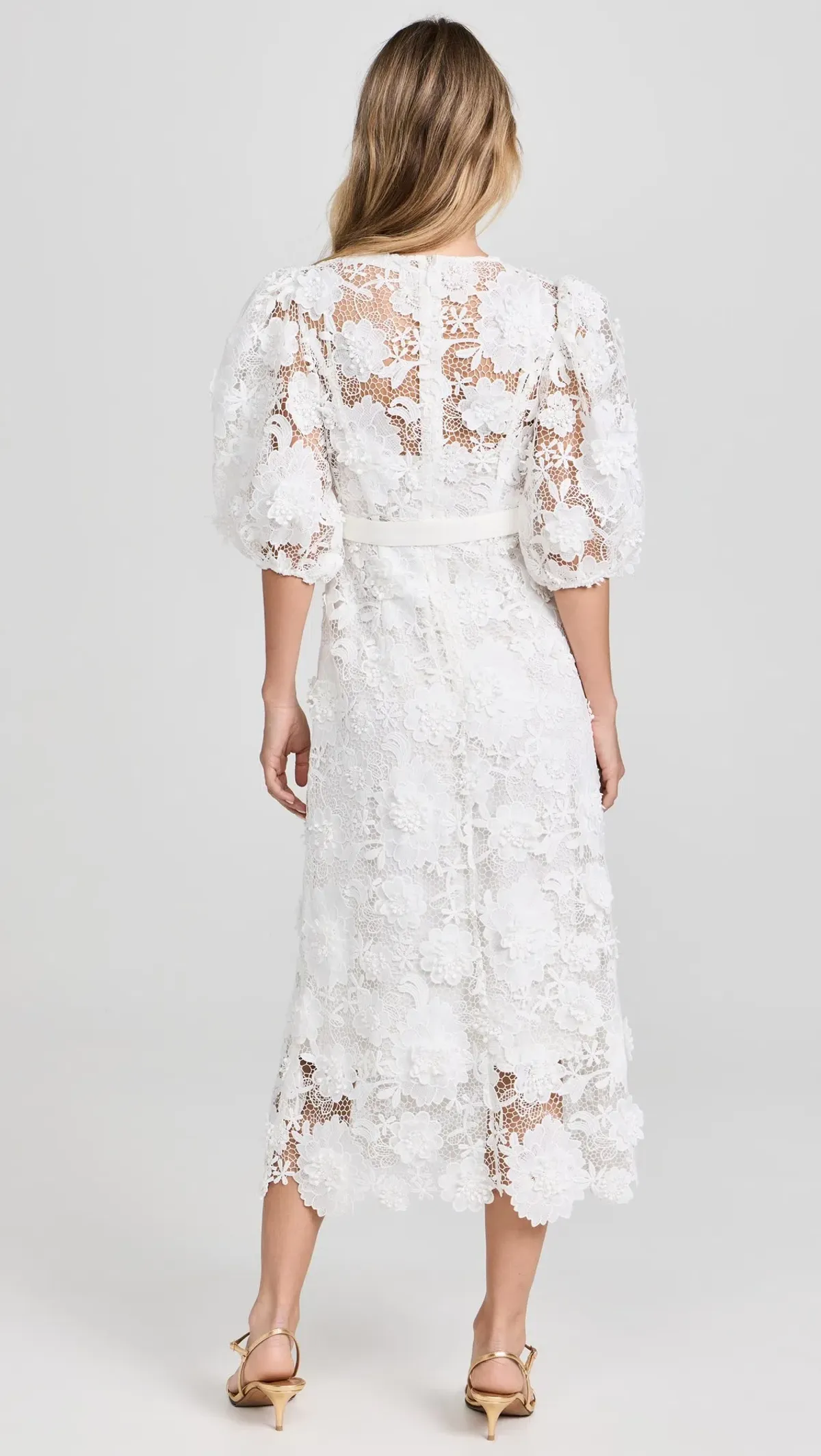 Zimmermann The Halliday Lace Flower Midi Dress in Ivory Size 0 / AU 8 - Image 2