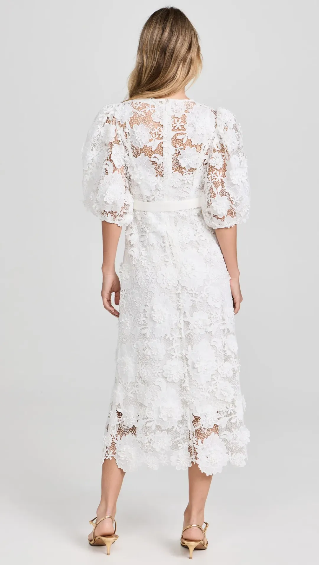 Zimmermann The Halliday Lace Flower Midi Dress in Ivory Size 1 / AU 10 for rent on The Volte - main image