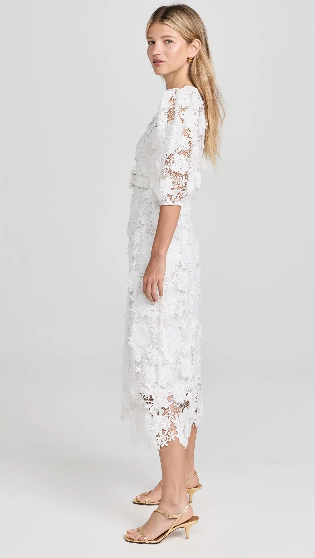 Zimmermann The Halliday Lace Flower Midi Dress in Ivory Size 1 / AU 10 - Image 4