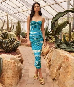 Rebecca Vallance Marine Mirage Midi Dress Blue Size 6 for rent on The Volte - image 1