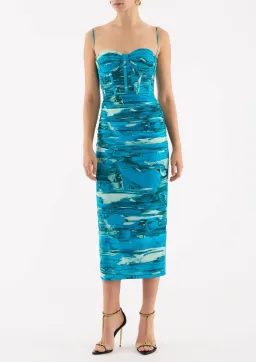 Rebecca Vallance Marine Mirage Midi Dress Blue Size 6 for rent on The Volte - image 2