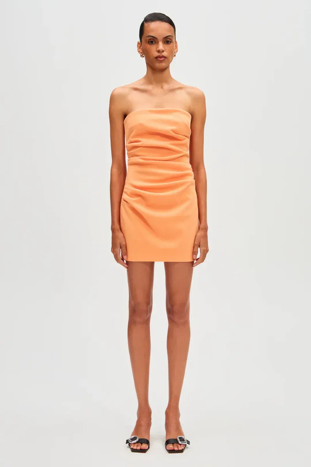Misha Alston Crepe Mini Dress Tangerine Size 10 for rent on The Volte - main image