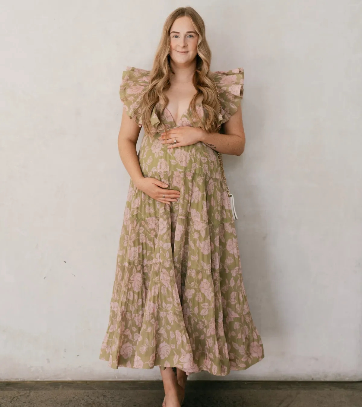 Zimmermann Lovestruck Pleated Gown Olive and Pink Rose Size 2 / AU 8-10 - Image 1
