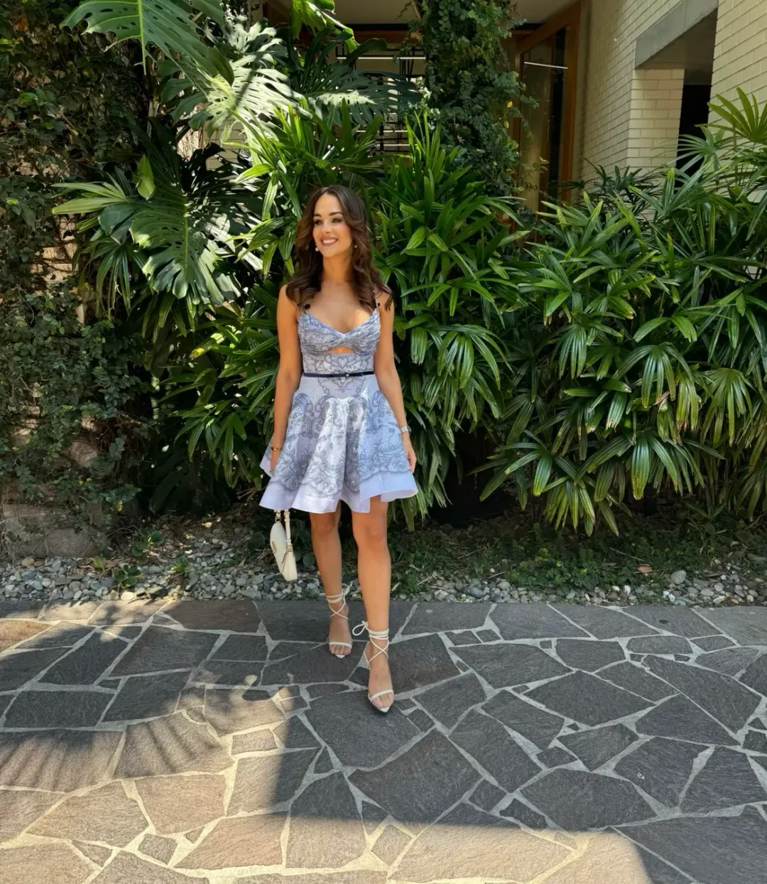 Zimmermann The Crush Twist Front Mini Dress in Blue Lace Print Size 0/Au 8 for rent on The Volte - main image