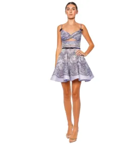 Zimmermann The Crush Twist Front Mini Dress in Blue Lace Print Size 0/Au 8 for rent on The Volte - image 1