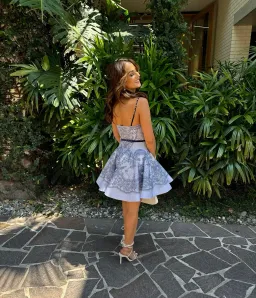 Zimmermann The Crush Twist Front Mini Dress in Blue Lace Print Size 0/Au 8 for rent on The Volte - image 3