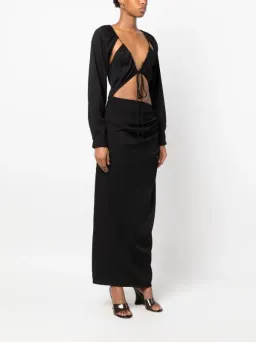 Christopher Esber Ruched Tie Sleeve Dress Black AU 8/US 4 for rent on The Volte - image 2