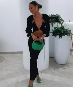 Christopher Esber Ruched Tie Sleeve Dress Black AU 8/US 4 for rent on The Volte - image 5