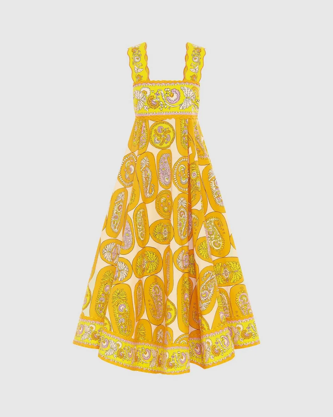 Alemais Diana Summer Midi Dress Yellow Print Size AU 14 for rent on The Volte - main image