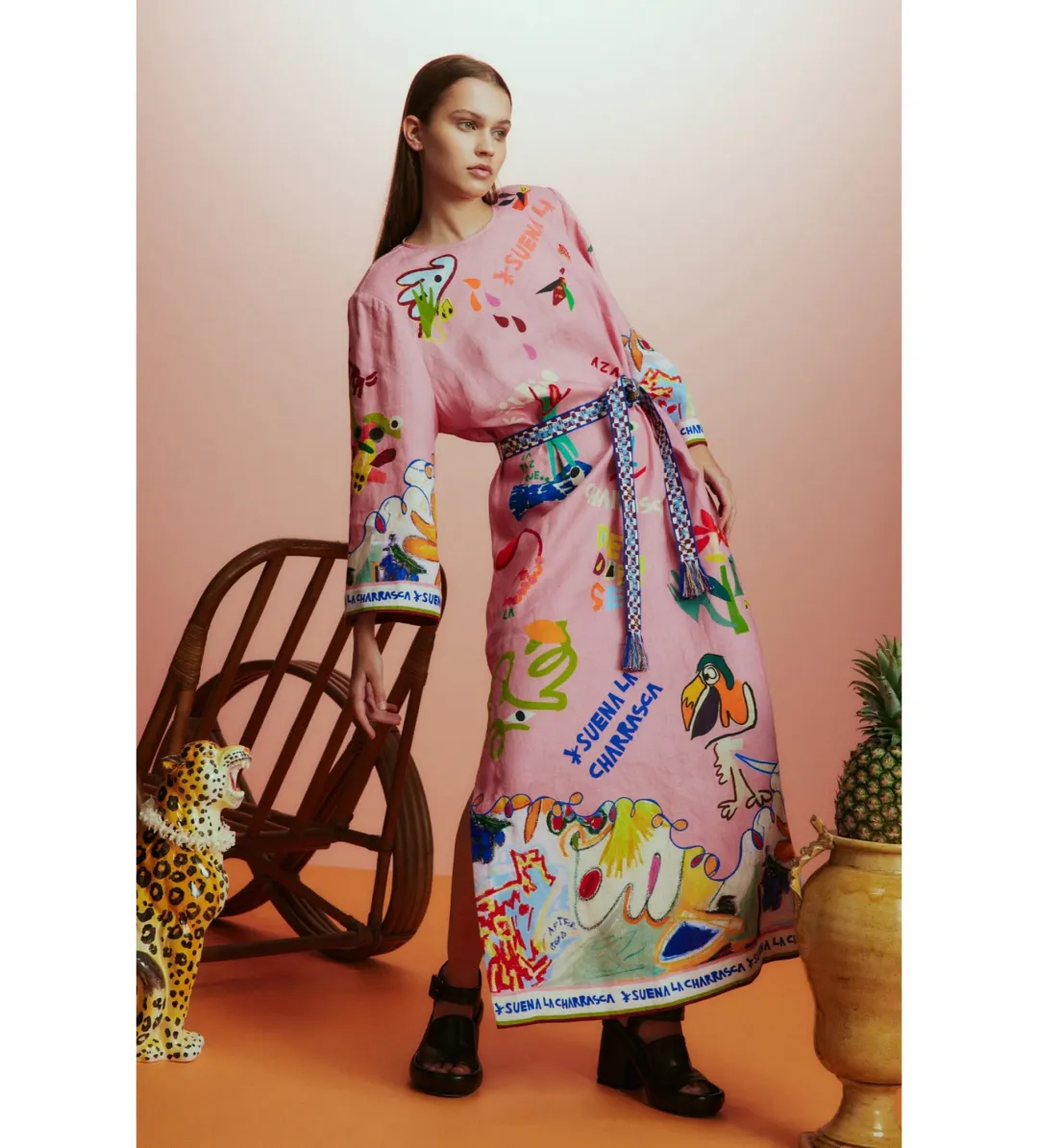 Alémais La Charrasca Midi Dress Pink Size 14 for rent on The Volte - main image