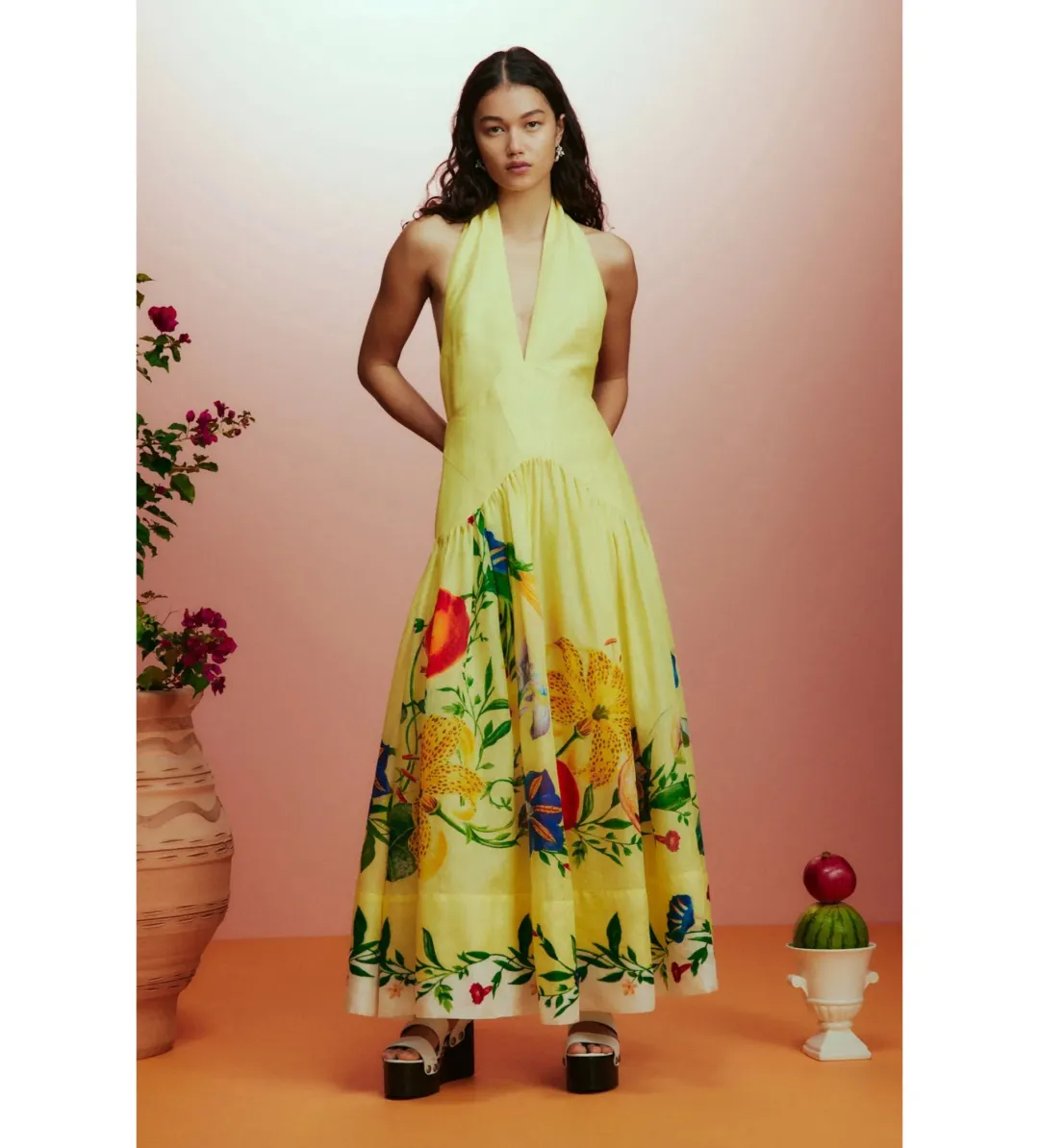 Alemais Dahlia Halter Gown Yellow Size AU 10 for rent on The Volte - main image