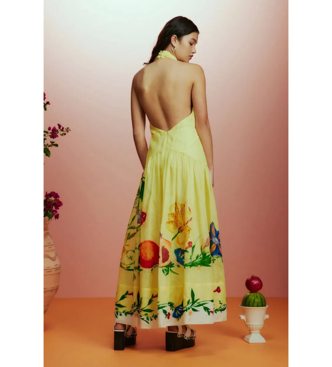 Alemais Dahlia Halter Gown Yellow Size AU 10 for rent on The Volte - main image