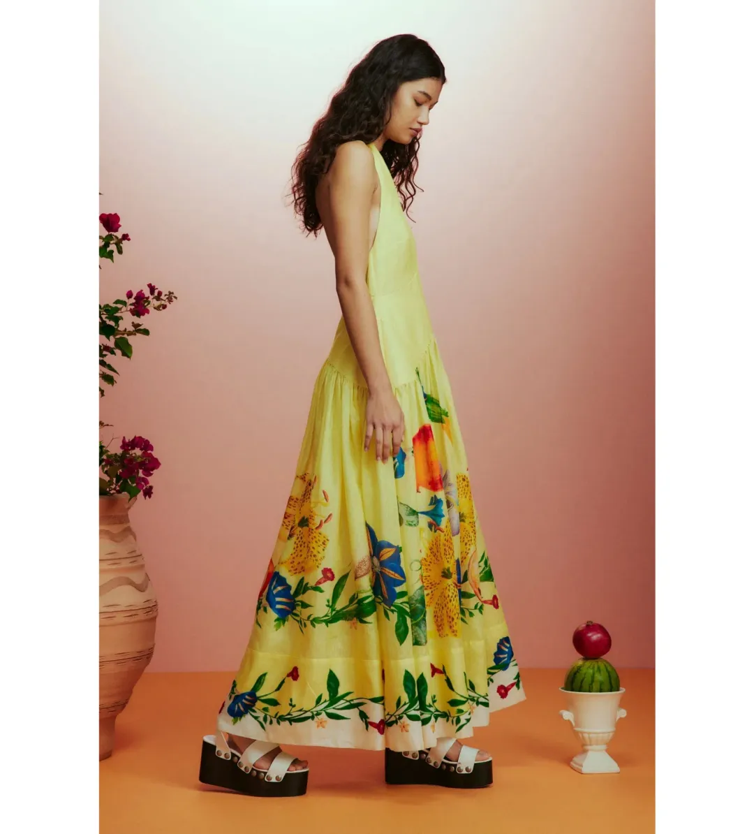 Alemais Dahlia Halter Gown Yellow Size AU 10 for rent on The Volte - main image