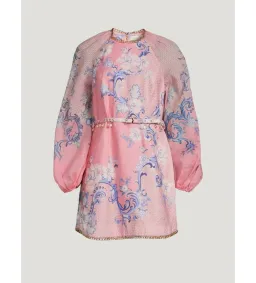 Zimmermann Postcard Mini Dress Swirl Floral Coral Size 2 / AU 12 for rent on The Volte - image 3