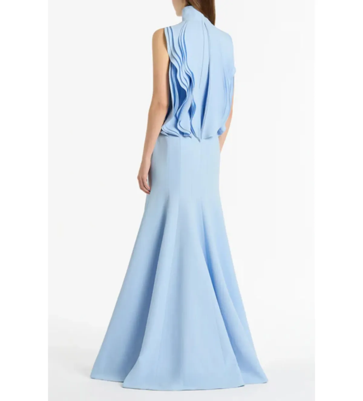 Carla Zampatti Crepe Panelled Gown Pale Blue Size AU 6 - Image 3