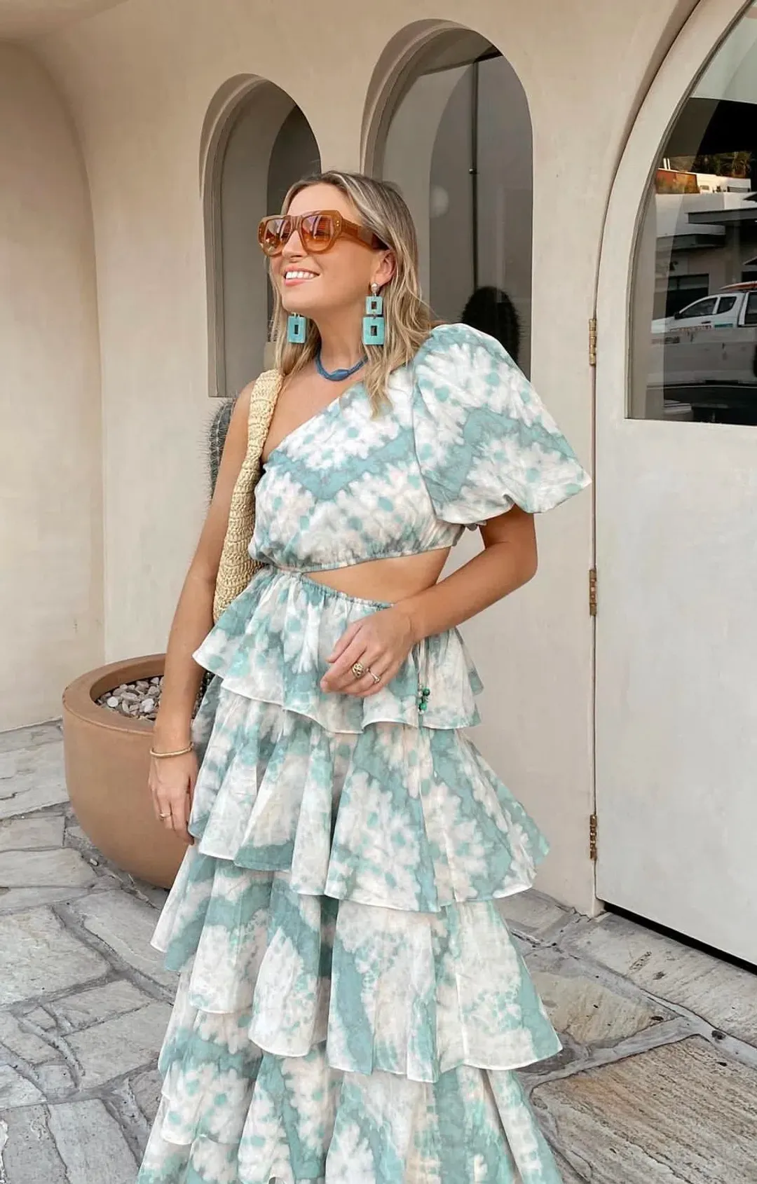 Kivari Mirage One Shoulder Maxi Dress Tie Dye Size 8 for rent on The Volte - main image