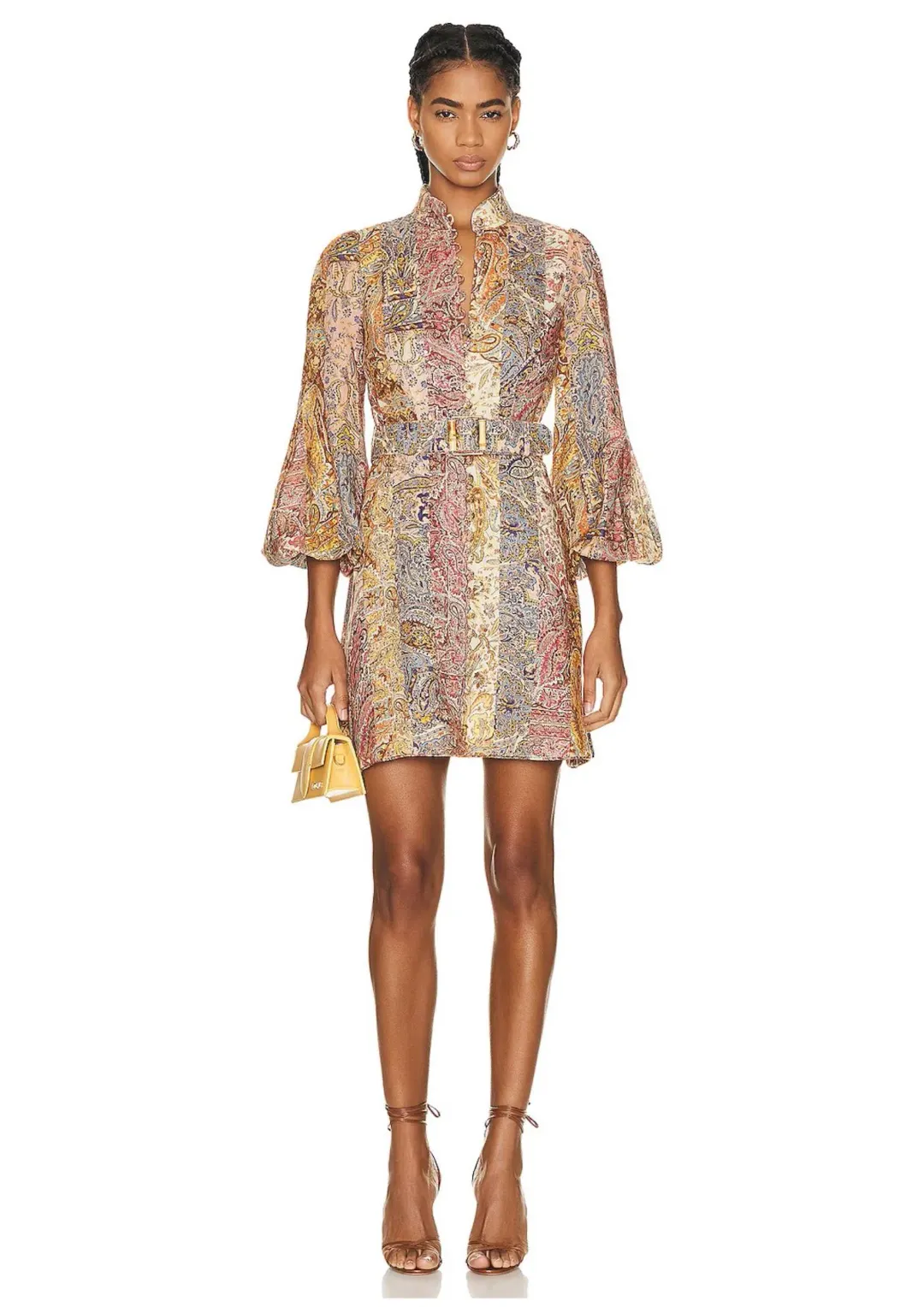 Zimmermann Luminosity Belted Mini Dress Multi Paisley Stripe Size 0 / AU 8 for rent on The Volte - main image