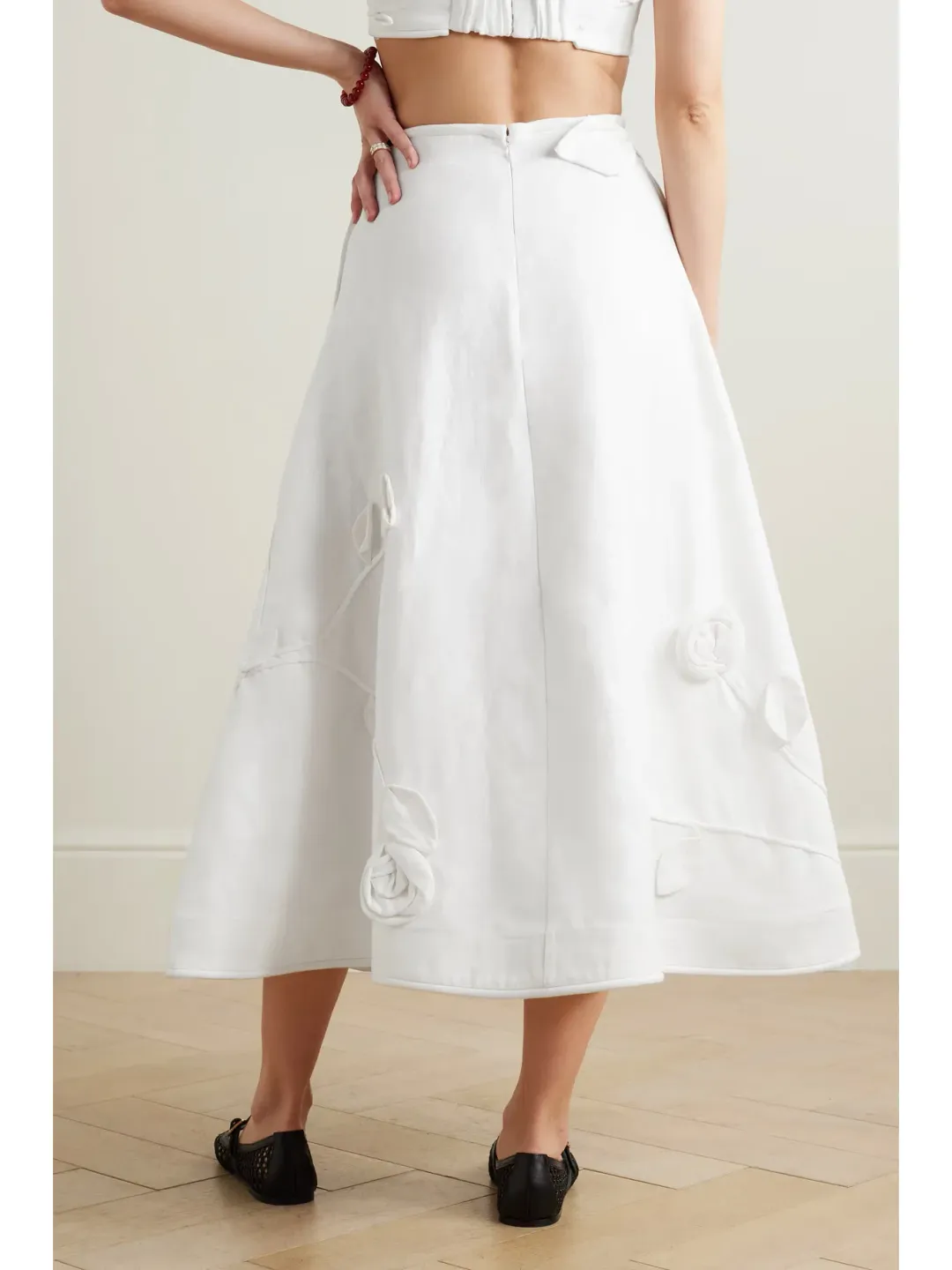 Zimmermann The Matchmaker Rose Bra and Flare Midi Skirt Set Ivory Size 1 / AU 10 for rent on The Volte - main image