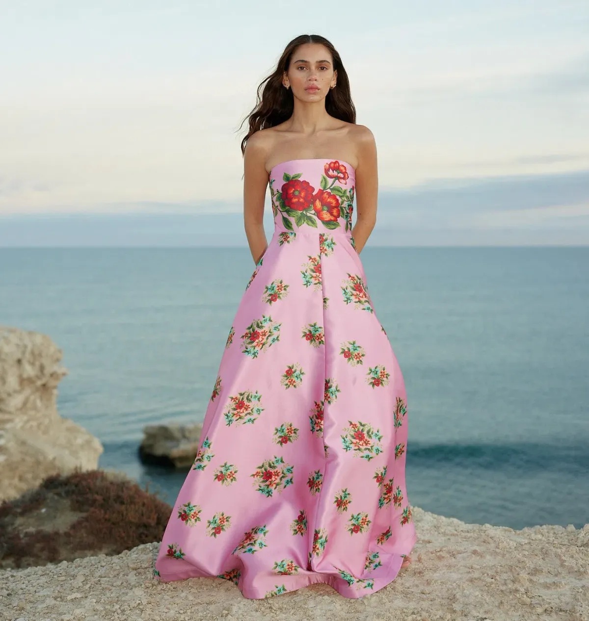 Aston Studio Audrey Dress in Salmon Bouquet Size 8 - Image 1