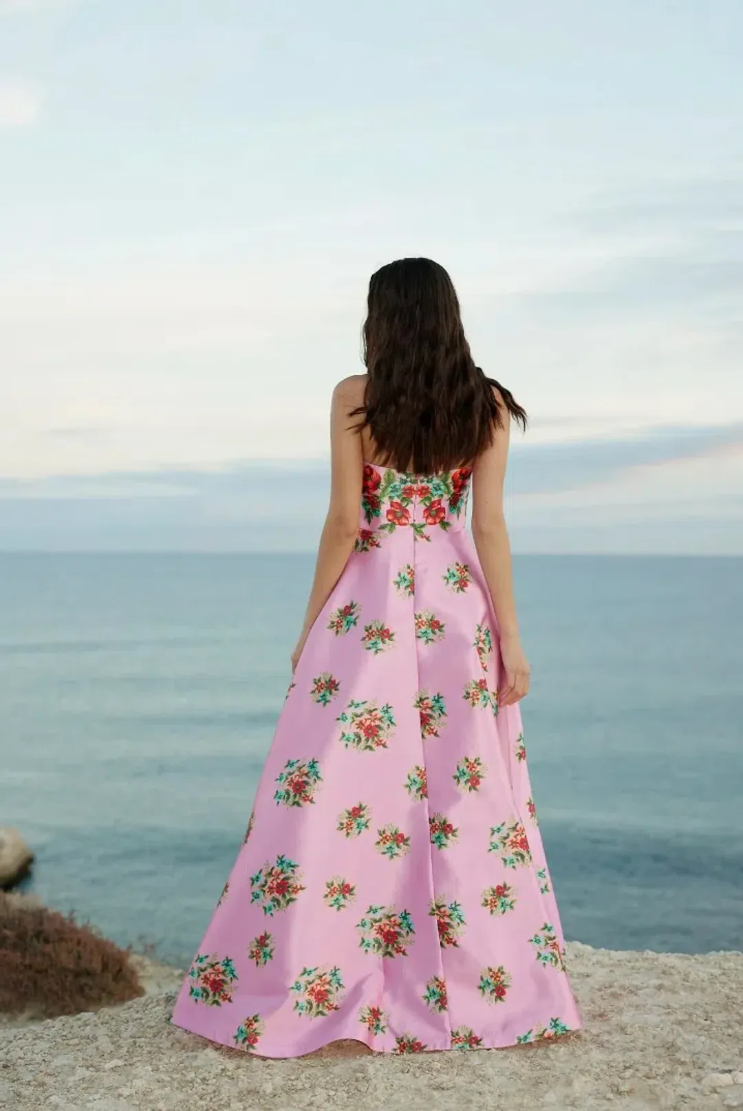 Aston Studio Audrey Dress in Salmon Bouquet Size 10 for rent on The Volte - main image