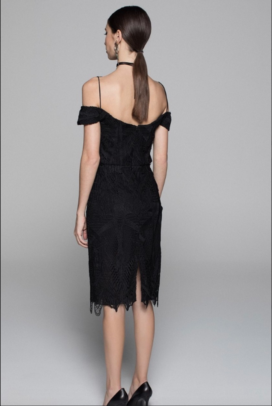 White Suede Pretty woman lace dress size 8 for rent on The Volte - main image