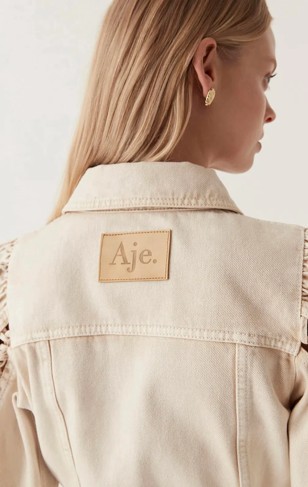 Aje Effie Braided Denim Mini Dress Beige Size 14 - Image 4