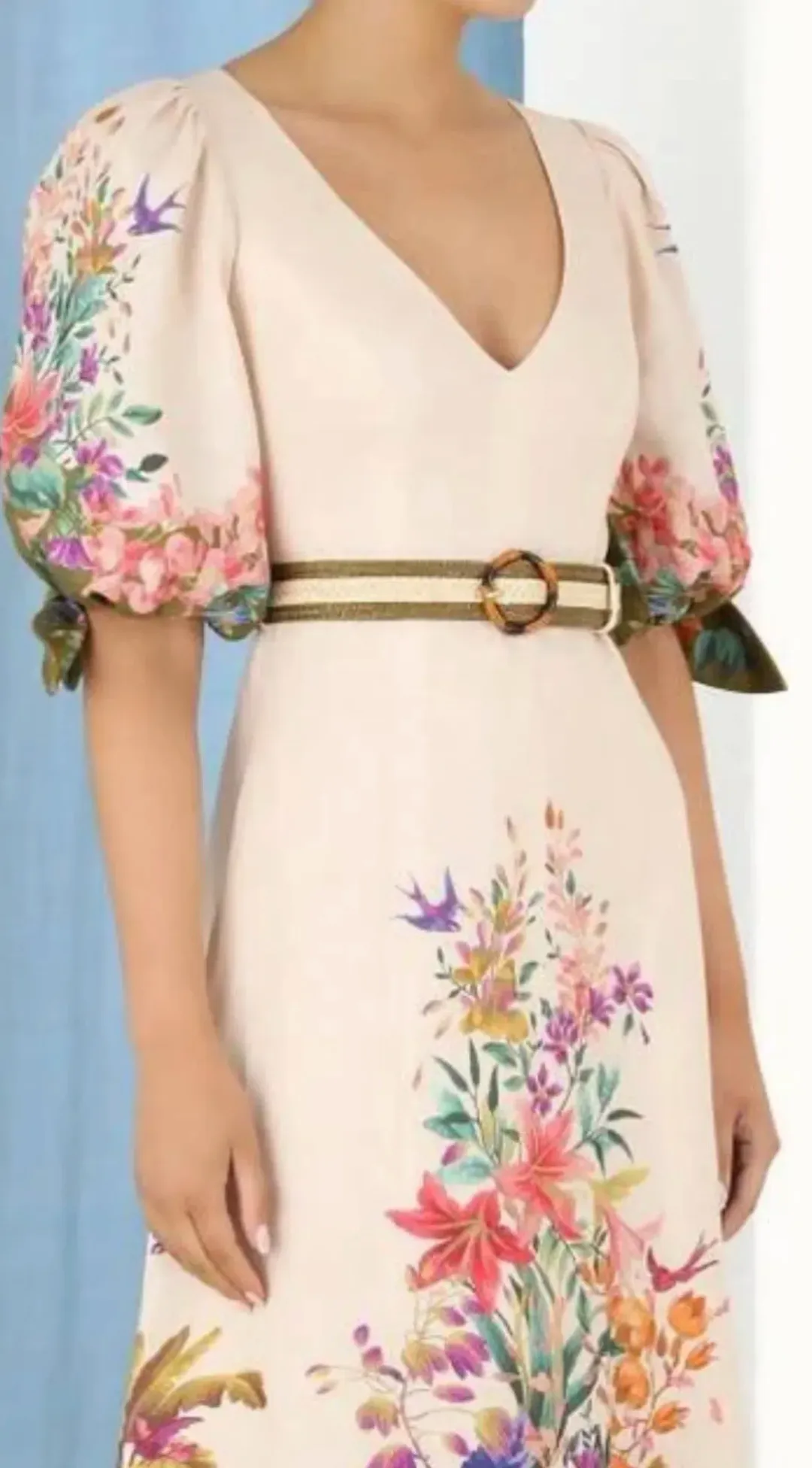 Zimmermann Tropicana Belted Floral-Print Linen Dress for rent on The Volte - main image