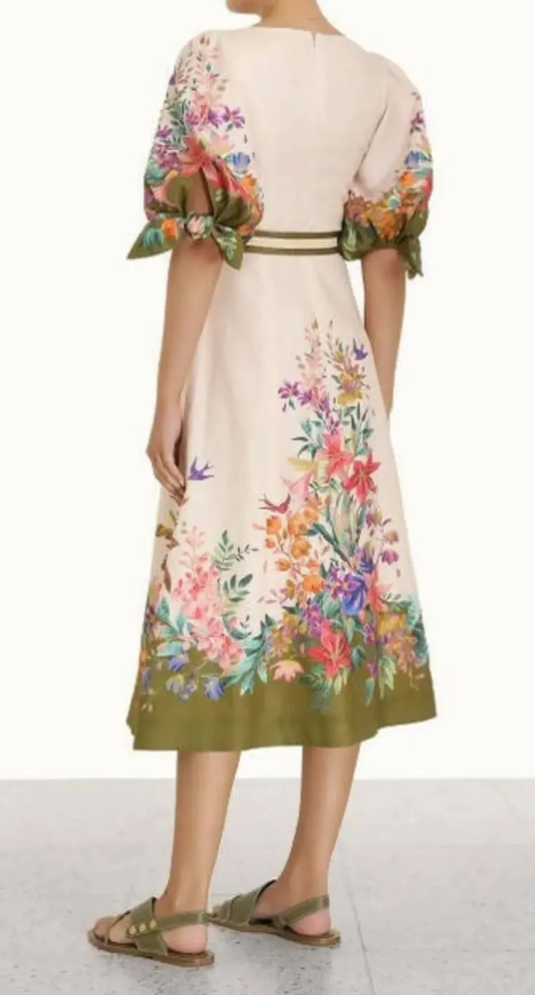 Zimmermann Tropicana Belted Floral-Print Linen Dress for rent on The Volte - main image