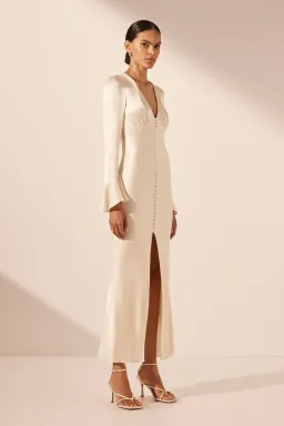 Shona Joy La Lune Frill Cuff Bias Midi Dress Cream Size 6 for rent on The Volte - image 2