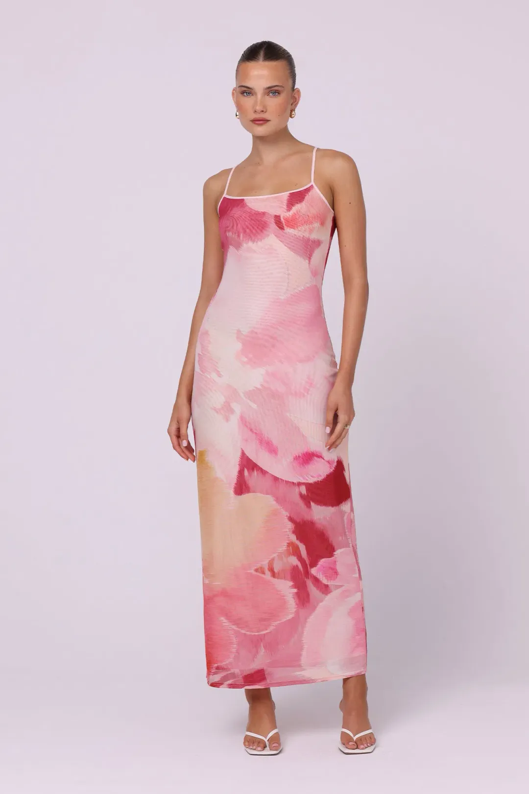 Isabelle Quinn Nora Mesh Maxi Dress Dahlia Floral Size 12 for rent on The Volte - main image
