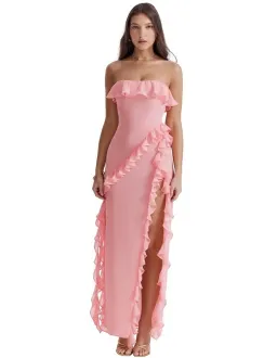 House of CB Sarina Ruffle Maxi Dress in Pink Size S / AU 8 for rent on The Volte - image 1
