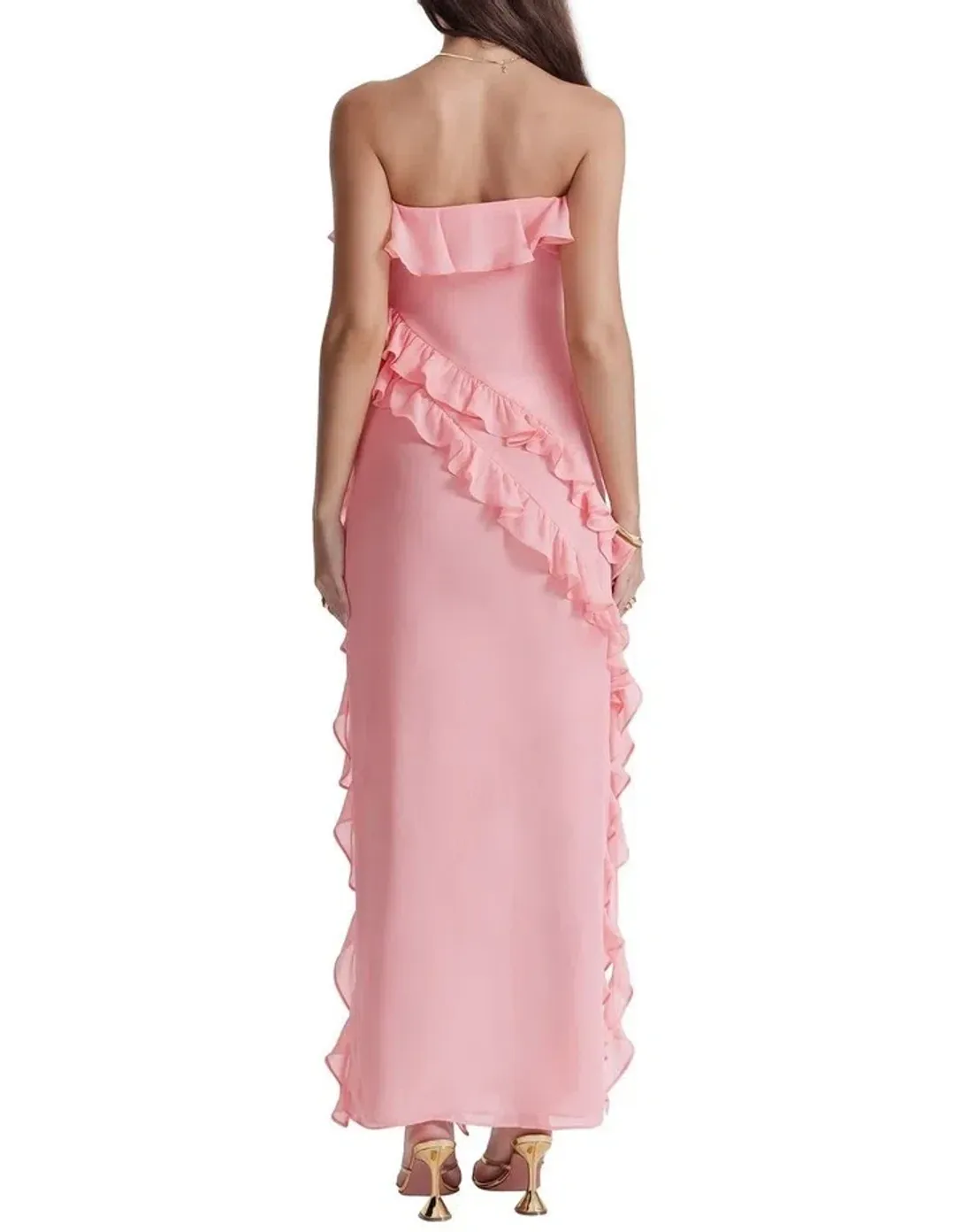 House of CB Sarina Ruffle Maxi Dress in Pink Size S / AU 8 for rent on The Volte - main image