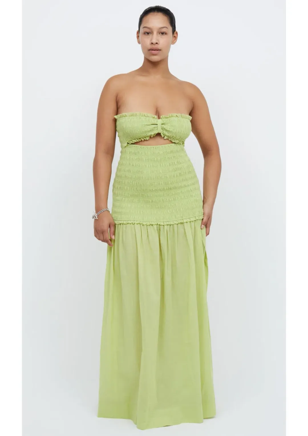 Bec & Bridge Solstice Strapless Maxi Dress Lime Size 6 for rent on The Volte - main image