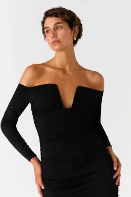 Misha Raelynn Matte Slinky Midi Dress Black Size 8/S for rent on The Volte - image 2