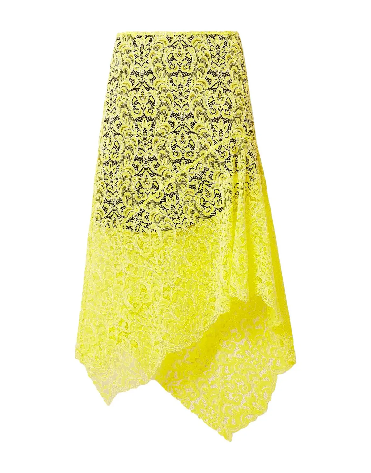 Marques Almeida Lace Layered Midi Skirt Yellow Black Size 10 - Image 4