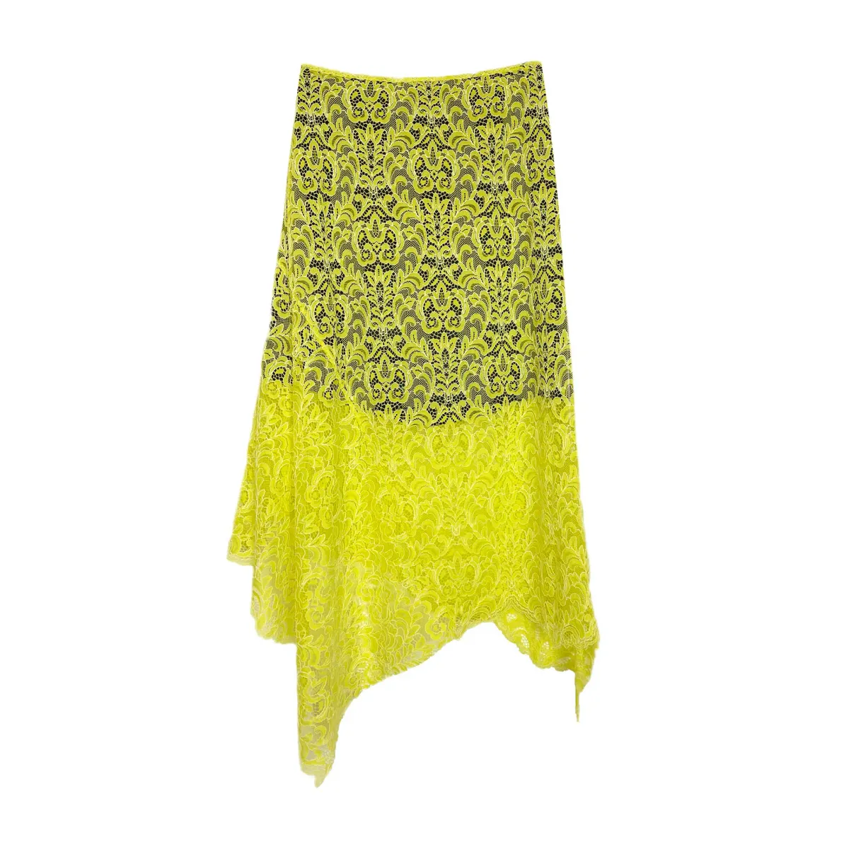 Marques Almeida Lace Layered Midi Skirt Yellow Black Size 10 - Image 6