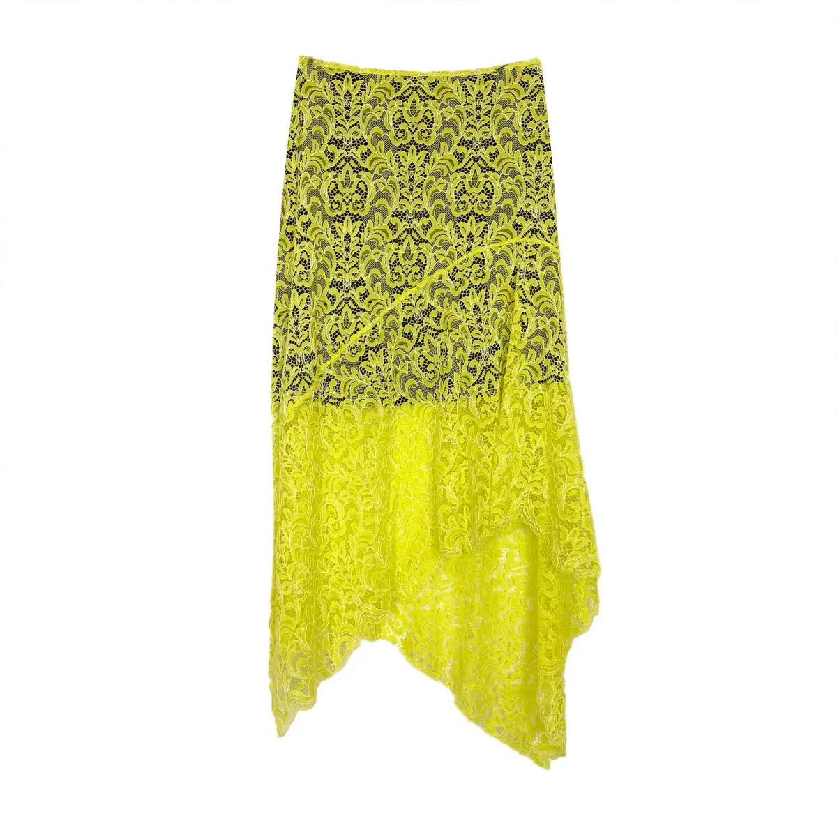 Marques Almeida Lace Layered Midi Skirt Yellow Black Size 10 - Image 5