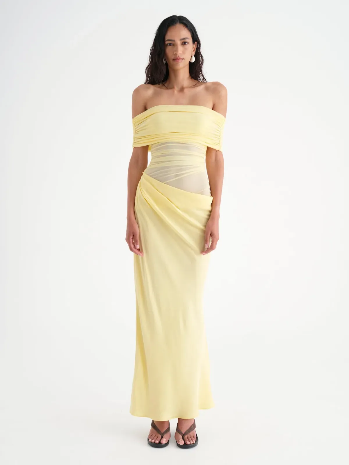 Benni Nico Off Shoulder Maxi Dress in Butter Yellow Size 10 - Image 2