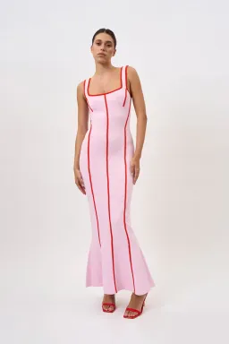 By Johnny Belle Contrast Pipe Knit Dress Pink/Red Size S / AU 8 for rent on The Volte - image 1