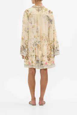 Camilla Tiered Mini Dress With Collar Adorned In Antiquity Size S / AU 10 for rent on The Volte - image 3