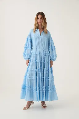 Aje Pastiche Tiered Maxi Dress Powder Blue Size 14 for rent on The Volte - image 1