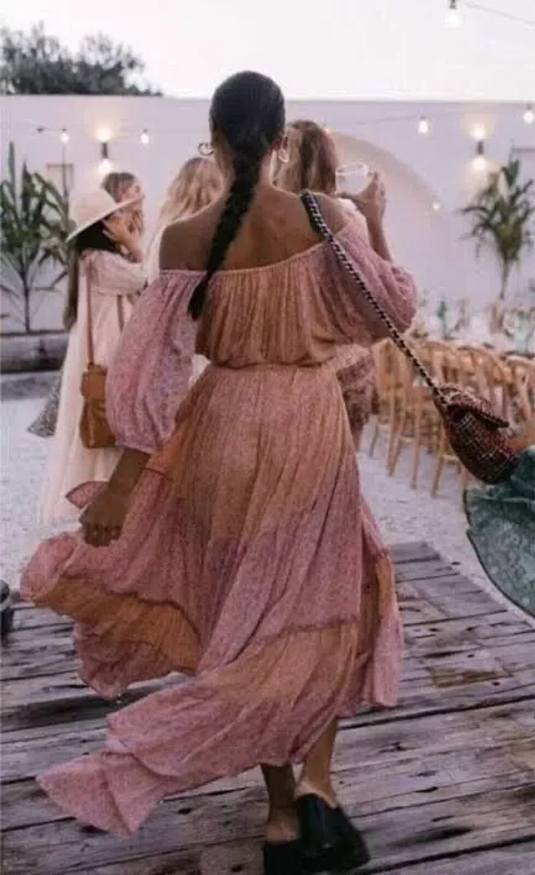 Spell & The Gypsy Rae Off Shoulder Gown Pink Peach Floral Size S / AU 8 for rent on The Volte - main image