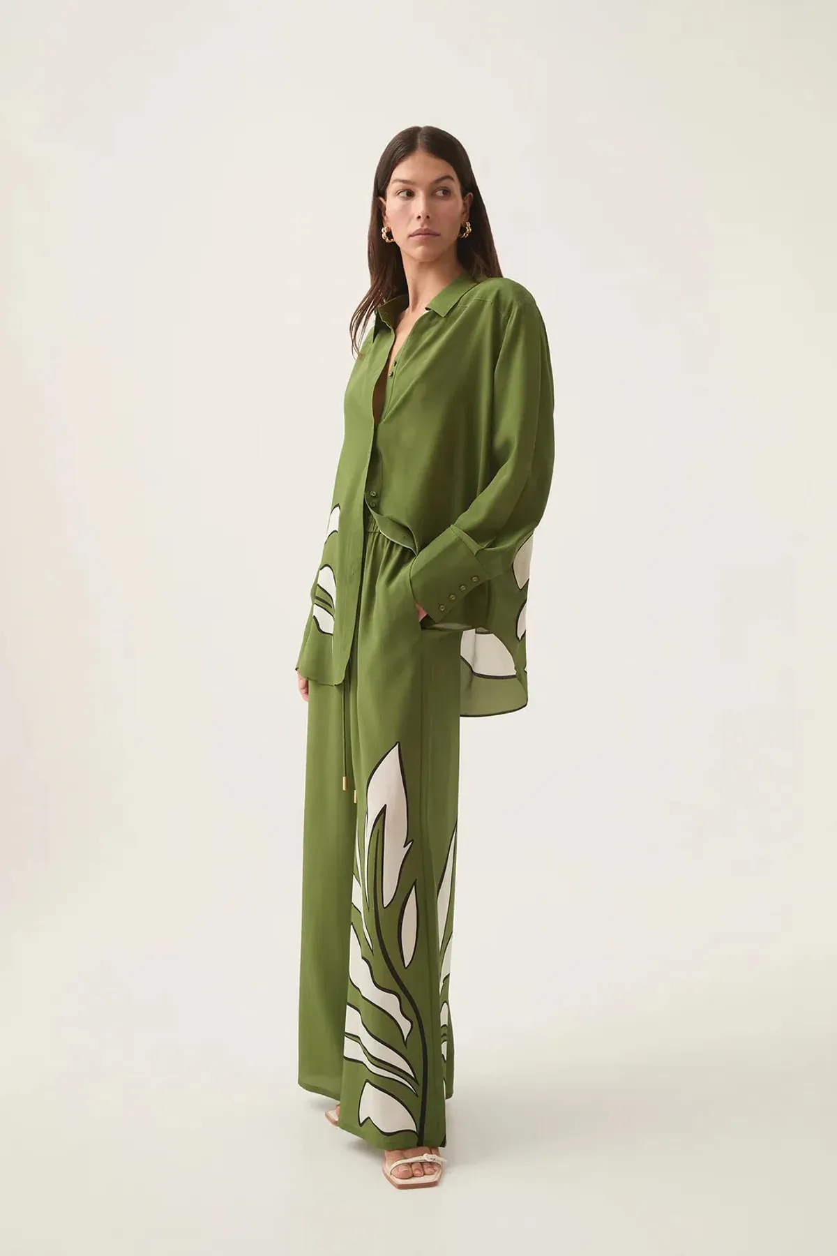 Aje Planetary Silk Drawcord Pants Abstract Fern Size AU 6 - Image 2