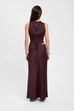 Kookai Prato High Cowl Neck and Prato Slip Skirt Set Mahogany Size AU 12 for rent on The Volte - image 2