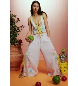 Alémais Olivia Embroidered Pant and Top Pink Size AU 14 for rent on The Volte - image 1