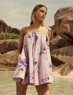 Zimmermann Lightburst Puff Mini Dress in Purple Floral Size 2 / AU 6 for rent on The Volte - image 4